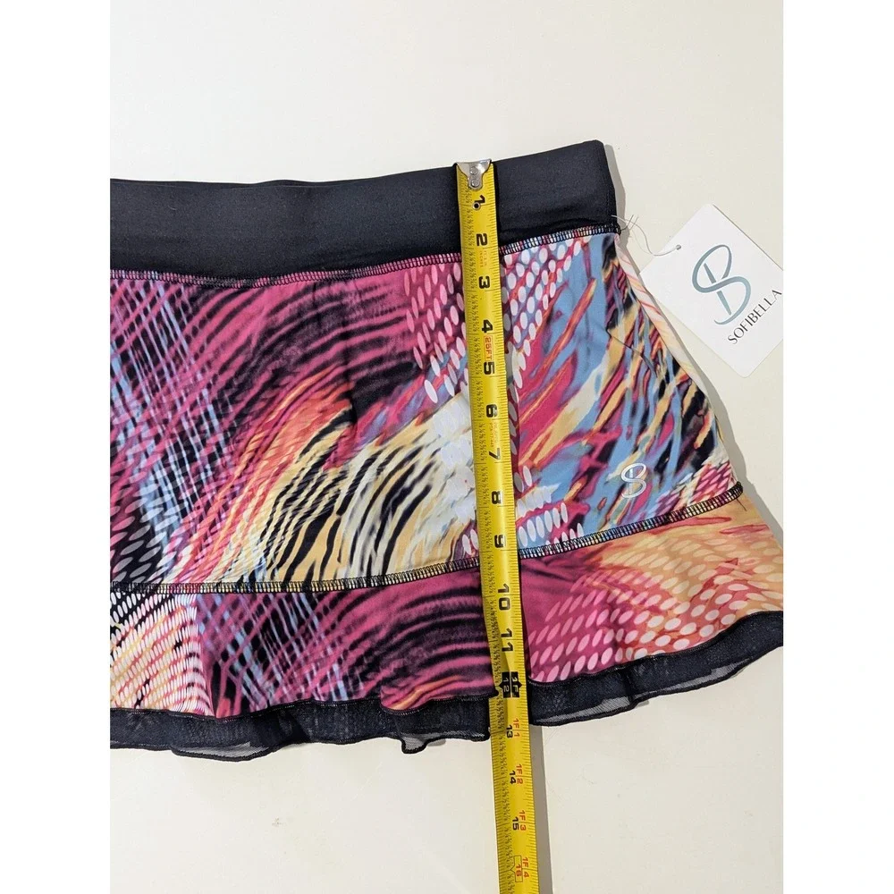 Sofibella NWT Tennis Skort Colorful Abstract Print Mesh Ruffle Size M